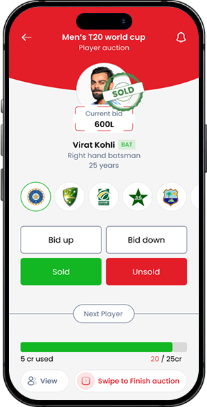 Sport Auction screen 2