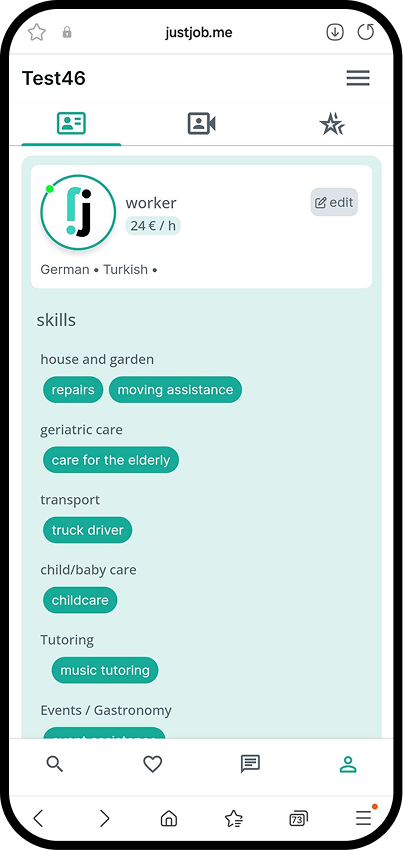 JustJobMe App screen 3