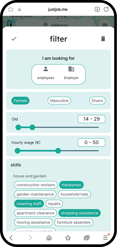 JustJobMe App screen 2