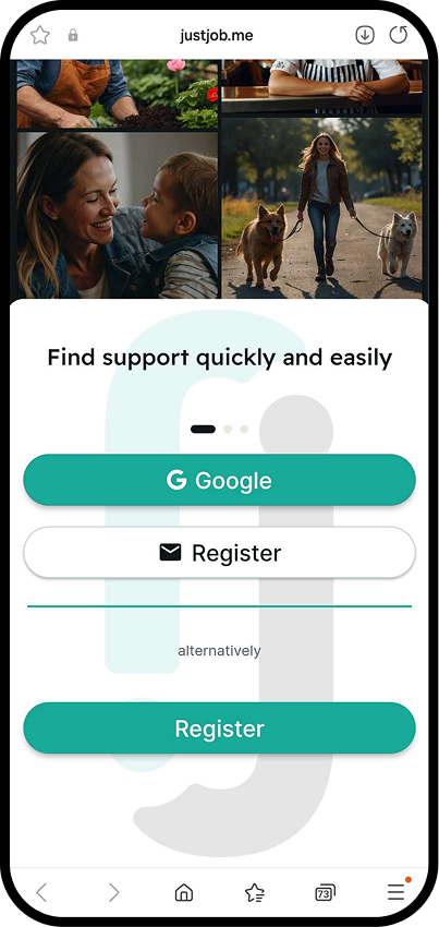 JustJobMe App screen 1