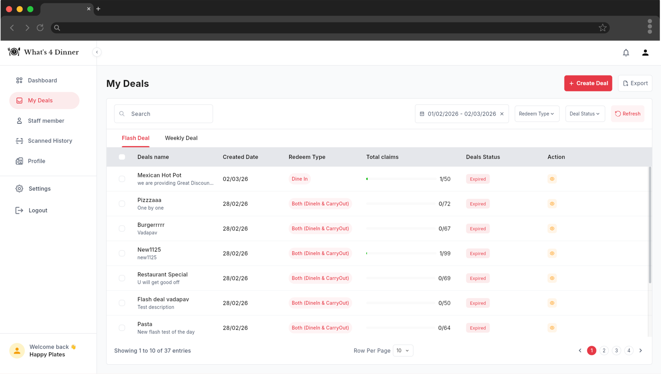 What’s 4 Dinner Web App screen 3