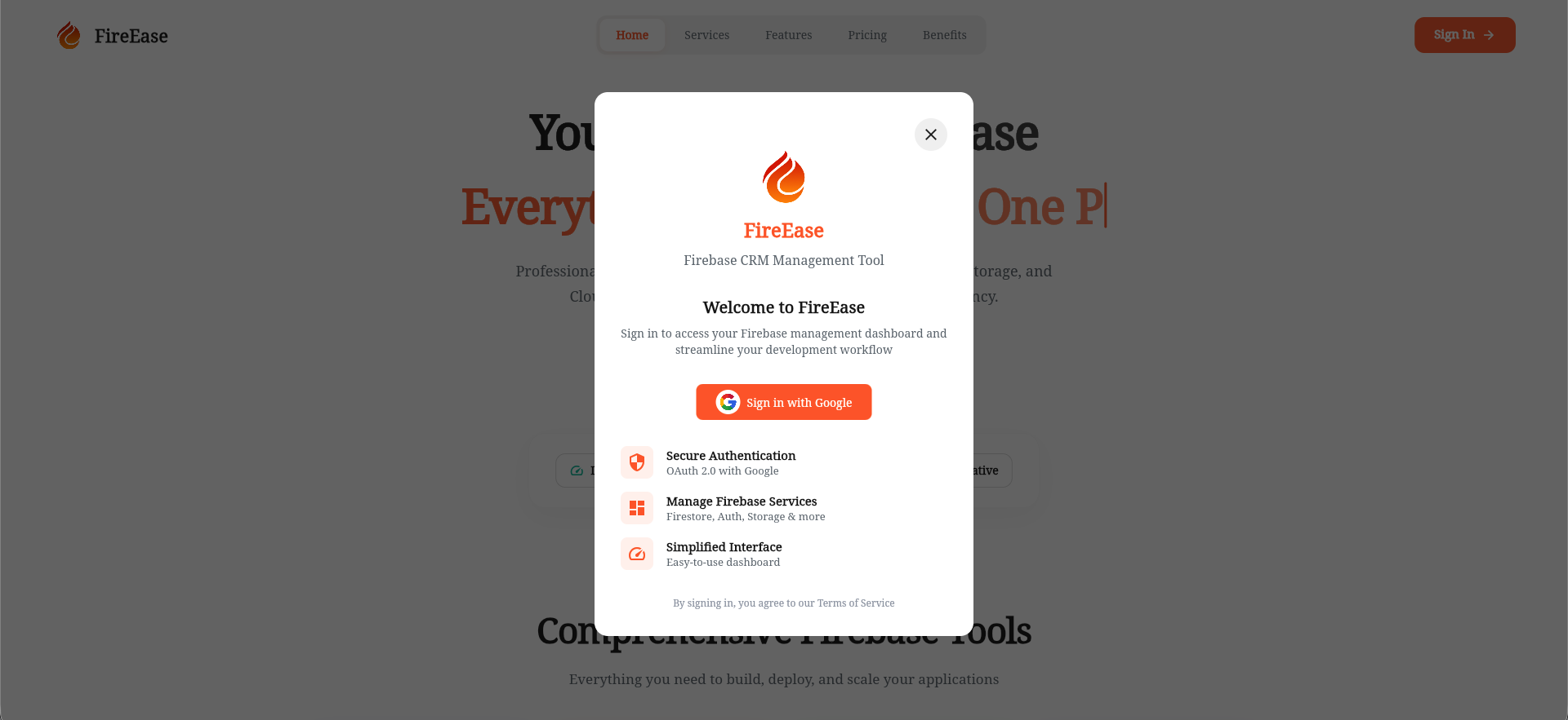 FireEase – Firebase Management & CRM Dashboard screen 2