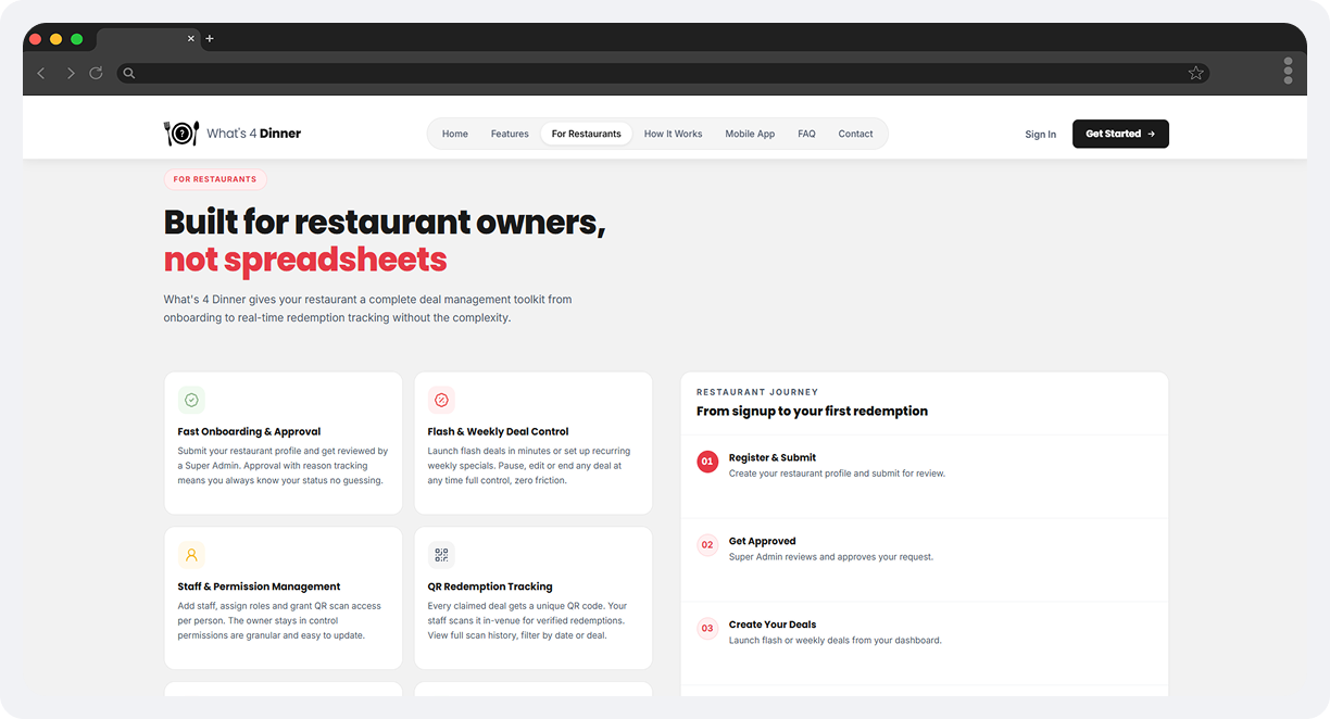 What’s 4 Dinner – Restaurant Deal & Admin Platform screen 2