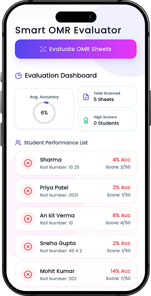 Smart OMR Evaluator screen 2