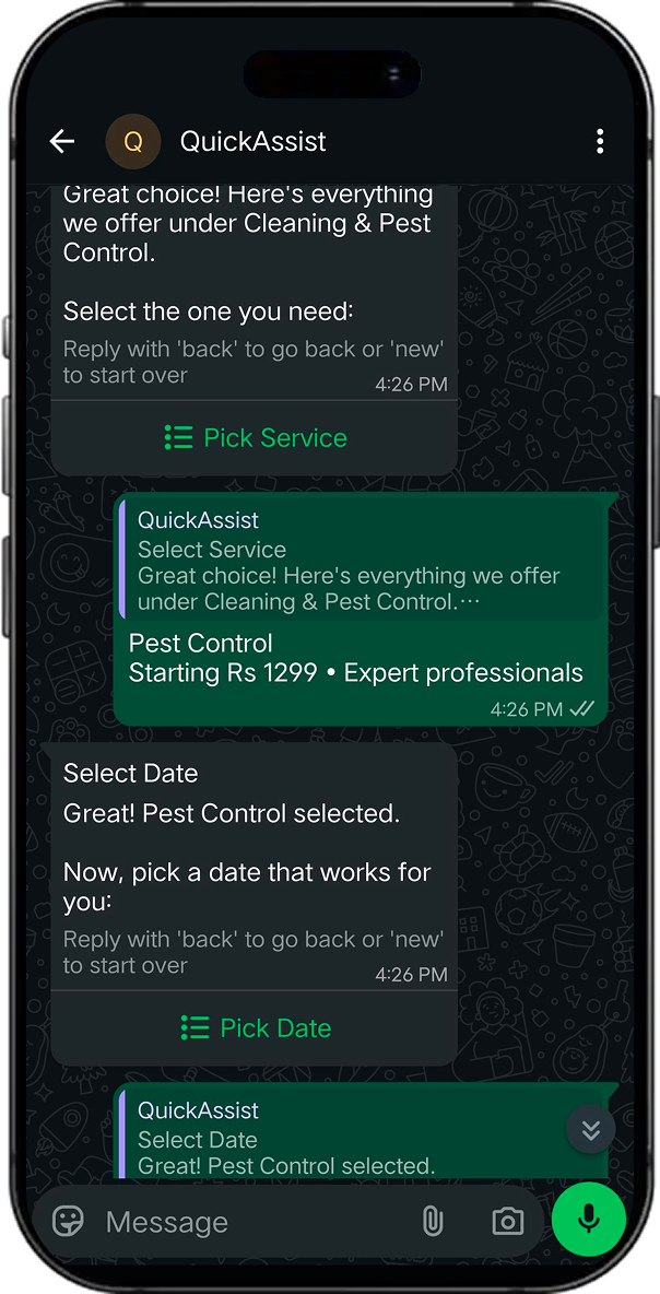 QuickAssist – WhatsApp Service Booking System screen 5