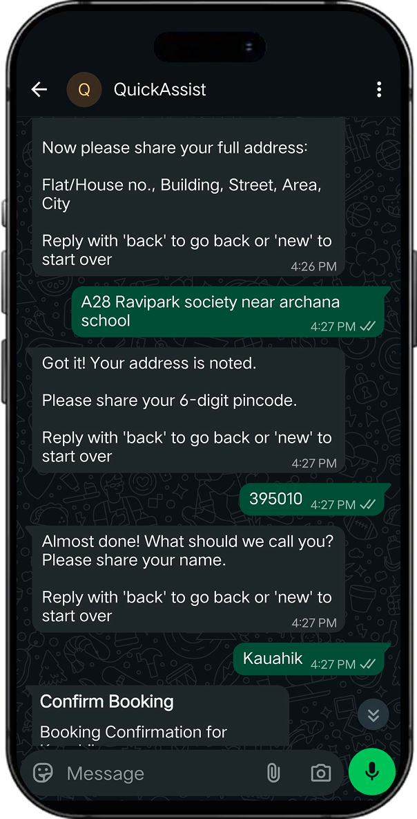 QuickAssist – WhatsApp Service Booking System screen 6
